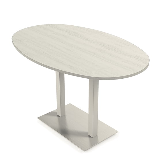 Boat Oval Bistro Height Meeting Table Double Metal Base 46x84 Bar Table
