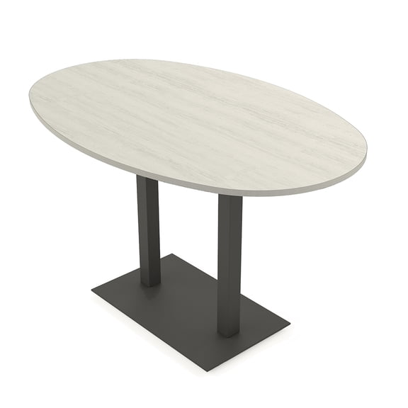 Boat Oval Bistro Height Meeting Table Double Metal Base 46x72 Bar Table