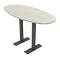 thumbnail image 1 of Boat Oval Bistro Height Meeting Table T-Shaped Metal Base 34x70 Bar Table, 1 of 5