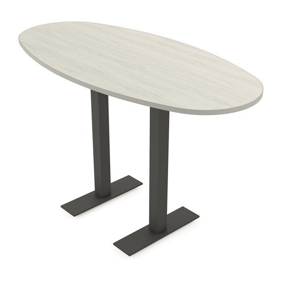 Boat Oval Bistro Height Meeting Table T-Shaped Metal Base 34x70 Bar Table