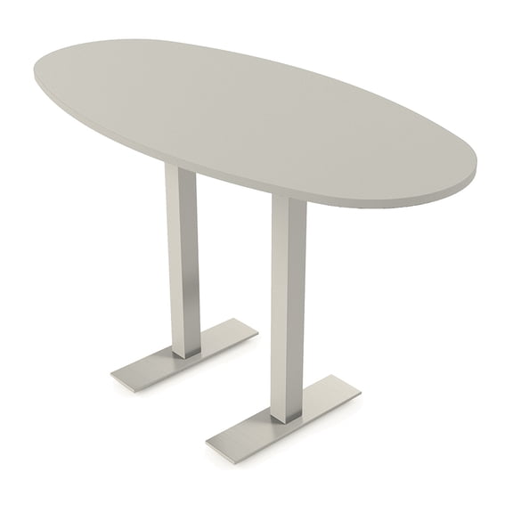 Boat Oval Bistro Height Meeting Table T-Shaped Metal Base 34x70 Bar Table