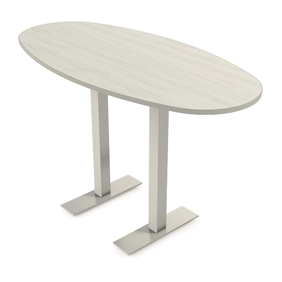 Boat Oval Bistro Height Meeting Table T-Shaped Metal Base 34x70 Bar Table