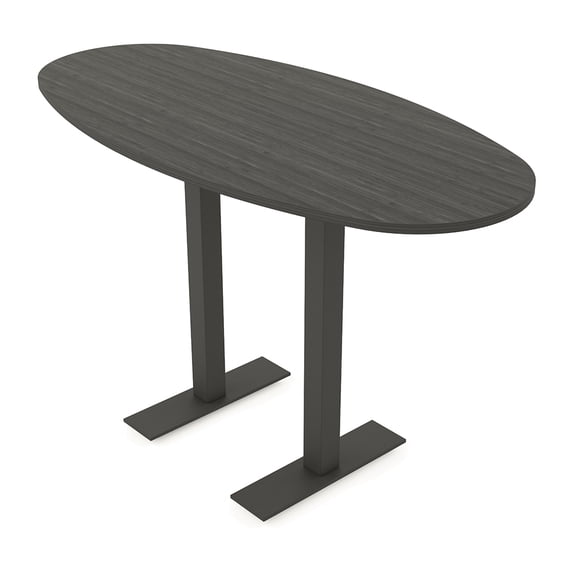 Boat Oval Bistro Height Meeting Table T-Shaped Metal Base 34x70 Bar Table