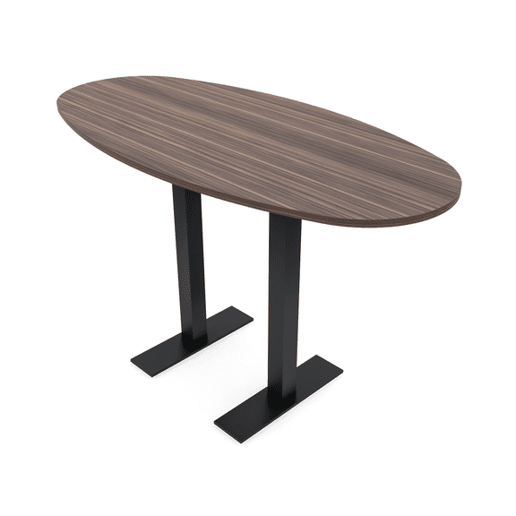 Boat Oval Bistro Height Meeting Table T-Shaped Metal Base 34x70 Bar Table