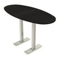 thumbnail image 1 of Boat Oval Bistro Height Meeting Table T-Shaped Metal Base 34x70 Bar Table, 1 of 5