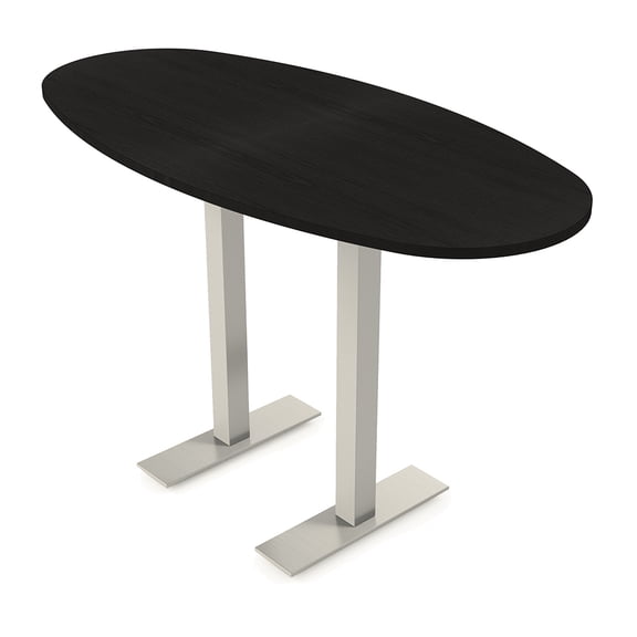 Boat Oval Bistro Height Meeting Table T-Shaped Metal Base 34x70 Bar Table