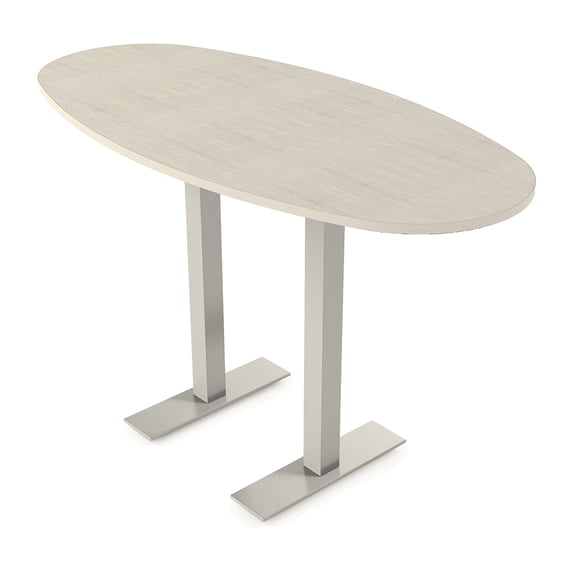 Boat Oval Bistro Height Meeting Table T-Shaped Metal Base 34x70 Bar Table