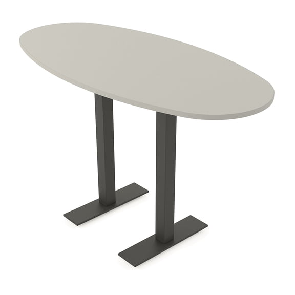 Boat Oval Bistro Height Meeting Table T-Shaped Metal Base 34x70 Bar Table