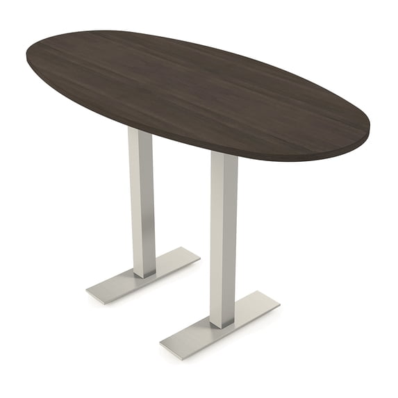 Boat Oval Bistro Height Meeting Table T-Shaped Metal Base 34x70 Bar Table