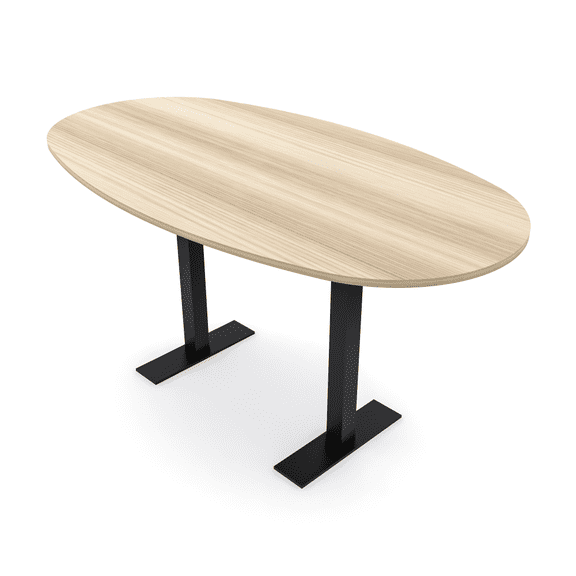 Boat Oval Bistro Height Meeting Table T-Shaped Metal Base 46x72 Bar Table