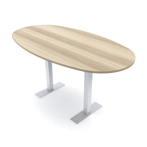 Boat Oval Bistro Height Meeting Table T-Shaped Metal Base 46x72 Bar Table