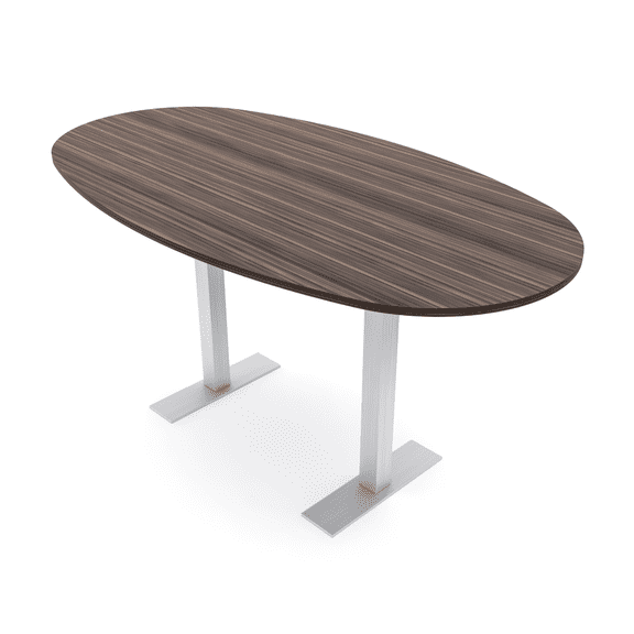 Boat Oval Bistro Height Meeting Table T-Shaped Metal Base 46x72 Bar Table