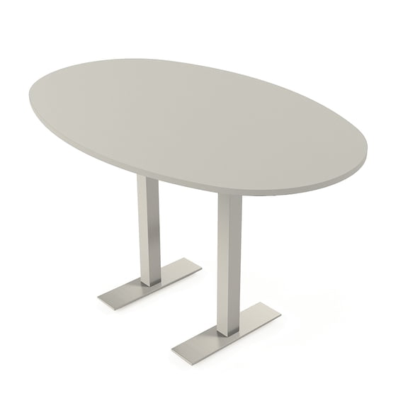 Boat Oval Bistro Height Meeting Table T-Shaped Metal Base 46x72 Bar Table
