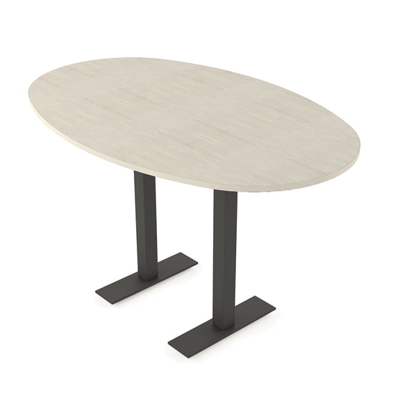 Boat Oval Bistro Height Meeting Table T-Shaped Metal Base 46x72 Bar Table