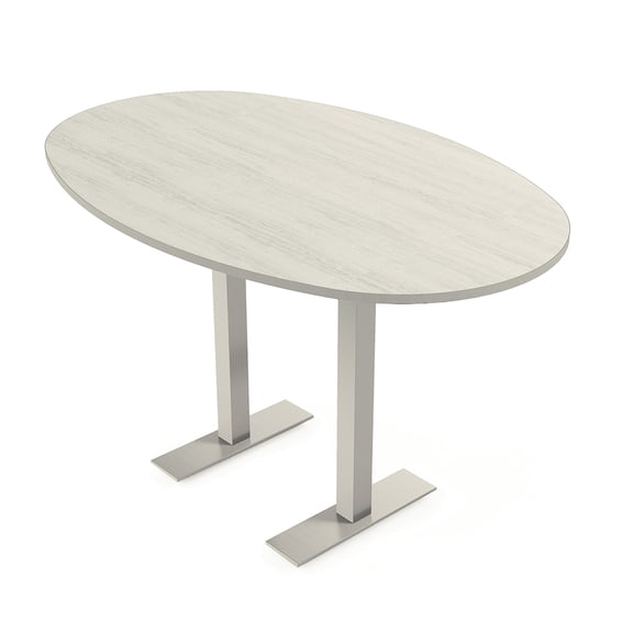 Boat Oval Bistro Height Meeting Table T-Shaped Metal Base 46x84 Bar Table