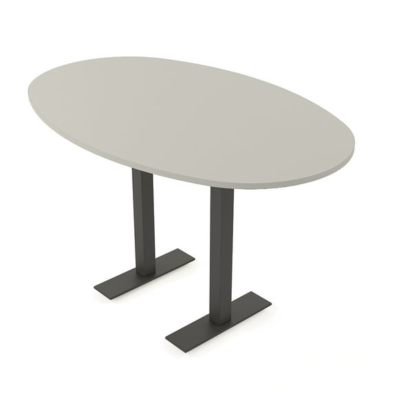 Boat Oval Bistro Height Meeting Table T-Shaped Metal Base 46x84 Bar Table