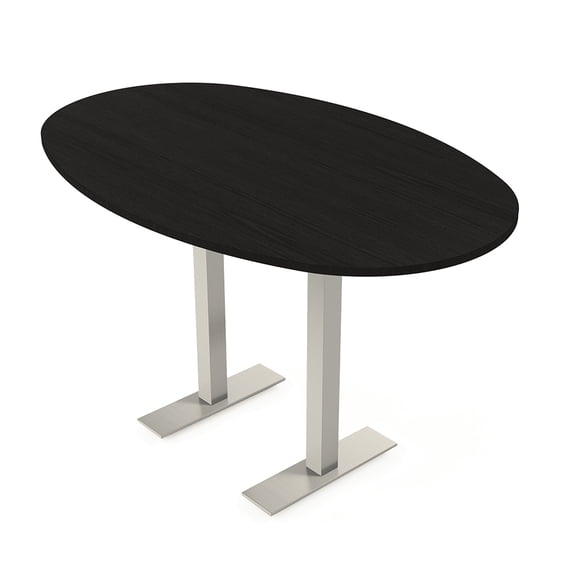 Boat Oval Bistro Height Meeting Table T-Shaped Metal Base 46x84 Bar Table