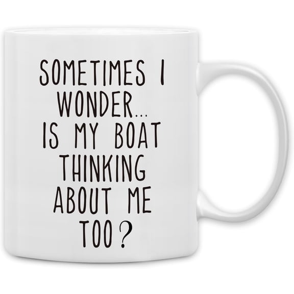 Boat Owners Gifts Mug, Boats Lake Themed Gifts Coffee Mug, Funny Boating Lake House Mugs Tea Cup Gift for Boats Owners Dad Men Women, My Boat Thinking About Me Too Coffee Cups Ceramic 11oz