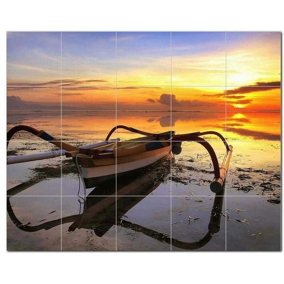 Boat Picture Ceramic Tile Mural Kitchen Backsplash Bathroom Shower, 404194-S54