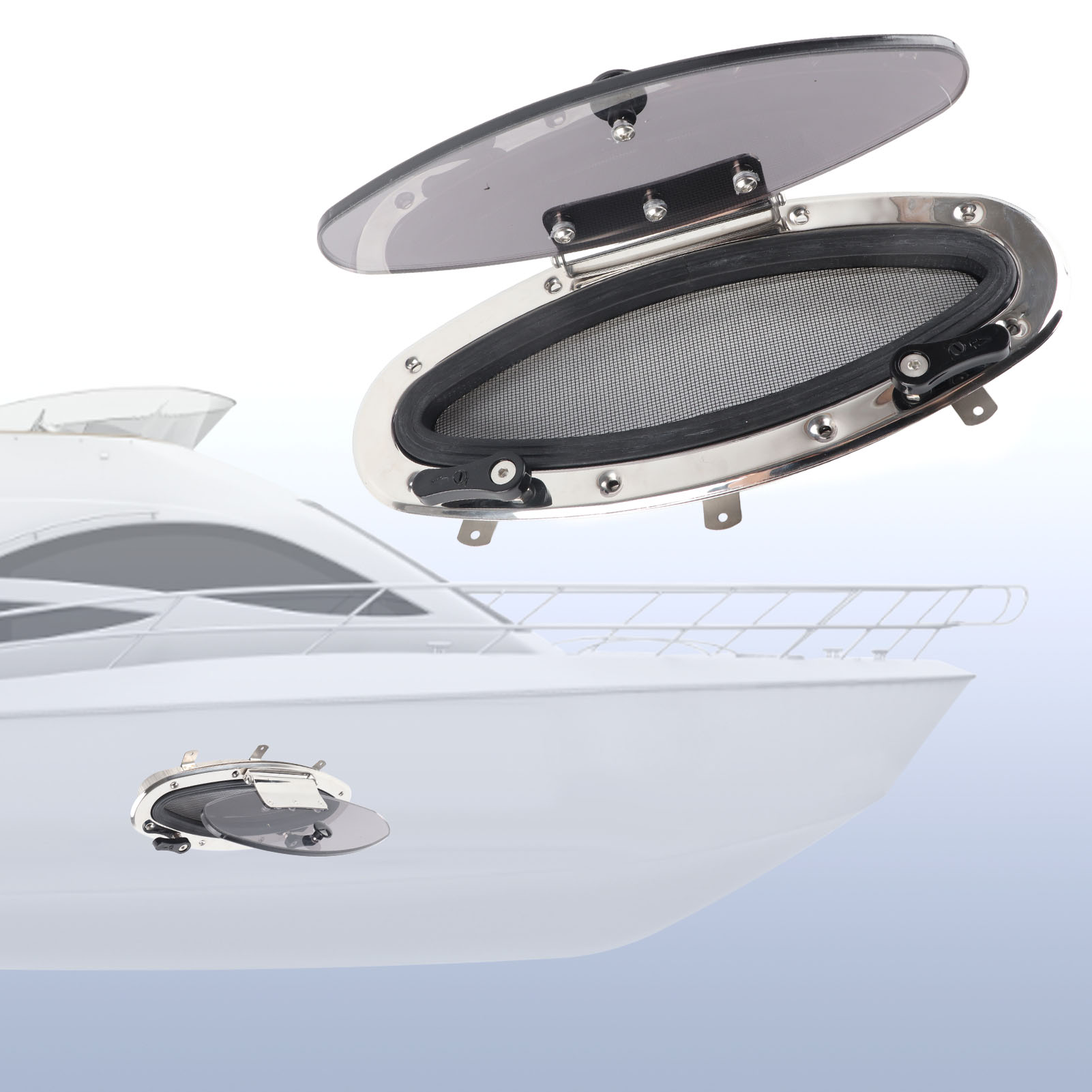 Boat Porthole Window, Tempered Glass Oval Inner Open Type Marine