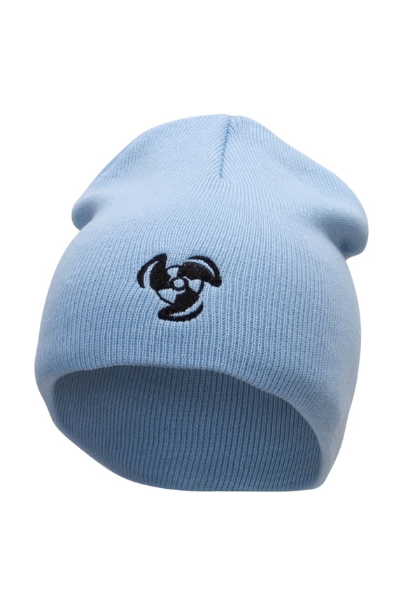 Boat Propeller Embroidered 8 inch Acrylic Short Blank Beanie - Lt Blue OSFM