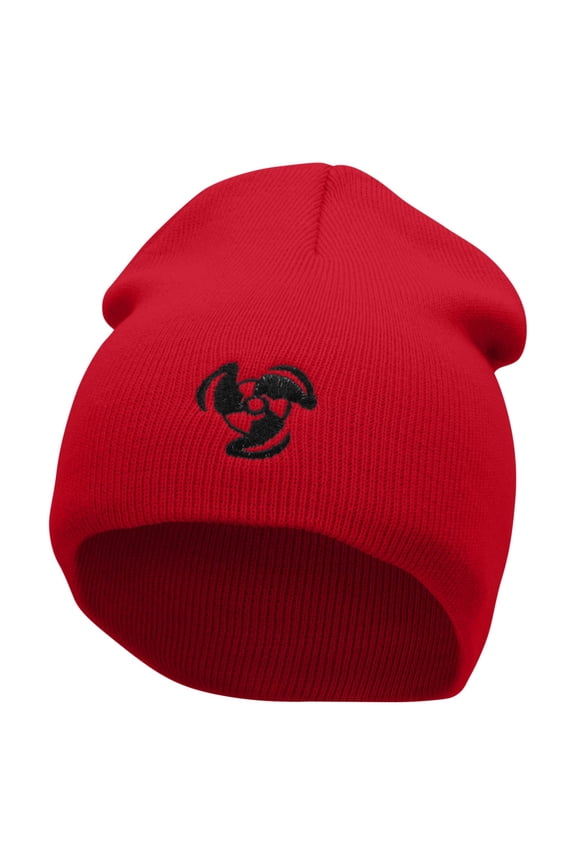 Boat Propeller Embroidered 8 inch Acrylic Short Blank Beanie - Red OSFM