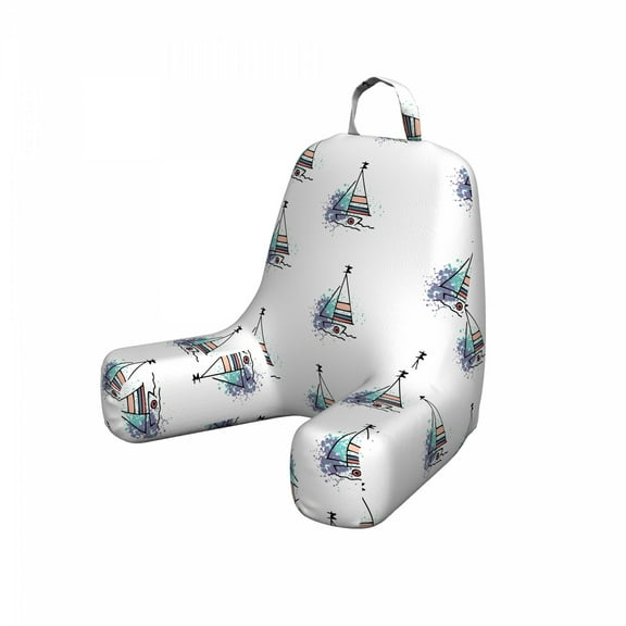 Boat Reading Pillow Cover, Rhythmic Motifs of Sailboats Nautical Theme on a Plain Backdrop Marine Lifestyle, Unstuffed Printed Bed Rest Case from Soft Fabric, Small, Multicolor, by Ambesonne