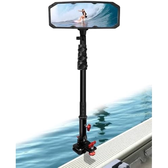 Boat Rear View Mirror 4.2" X 11.2" with Telescopic Pole and Bracket, 360 Angle Adjustable Pontoon Boat Mirror for Marine Ski Boat Water Skiing$$Sport & Recreation Other