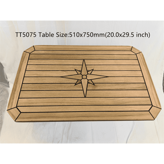 Boat Rectangular Teak Table Top Star Inlay Square Corner 4 Sizes Marine Yacht RV