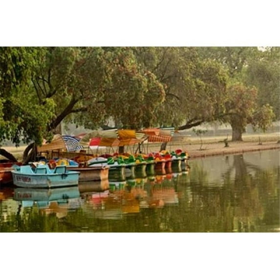 Boat Reflection Delhi India Poster Print by Adam Jones - 35 x 23 in.