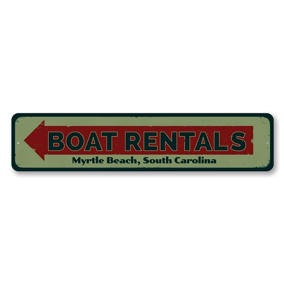 Boat Rentals Sign, Directional Arrow Sign, Custom Beach Location Sign, Beach House Aluminum Decor - 4x18 inches