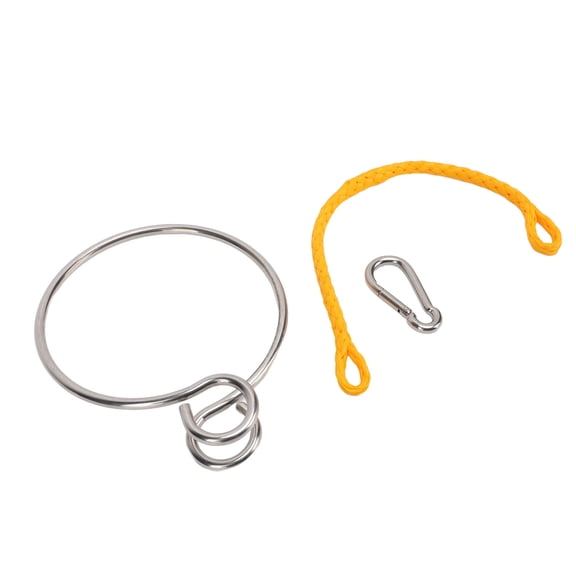Boat Retrieval Ring 316 Stainless Steel 6mm (0.24 inches) Marine Assist Retrieval Device System Ring with 45cm (17.7 inches) Rope and Carabiner for Yacht Docking and Deep Water Fishing Operations