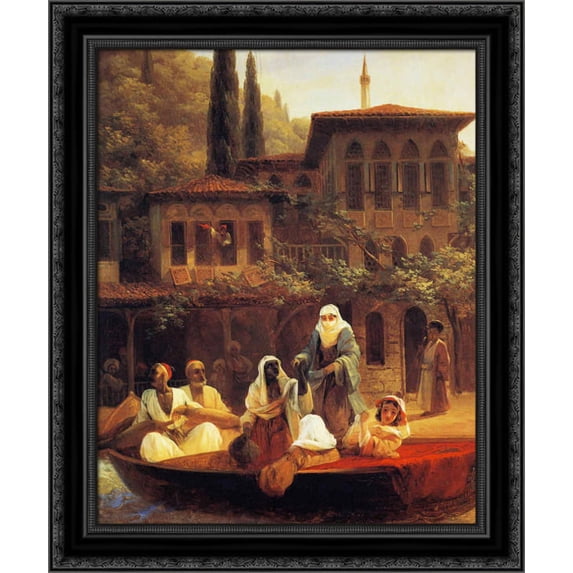 Boat Ride by Kumkapi in Constantinople 20x24 Black Ornate Wood Framed Canvas Art by Aivazovsky, Ivan