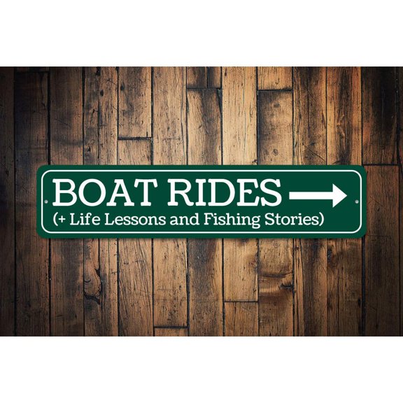 Boat Rides Novelty Sign, Metal Wall Decor - 4x18 inches