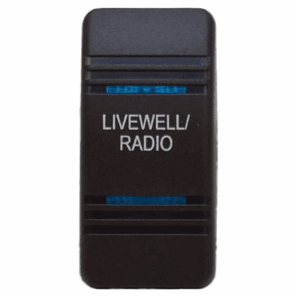 Boat Rocker LIVEWELL / RADIO Switch Cover Lighted Actuator Blue