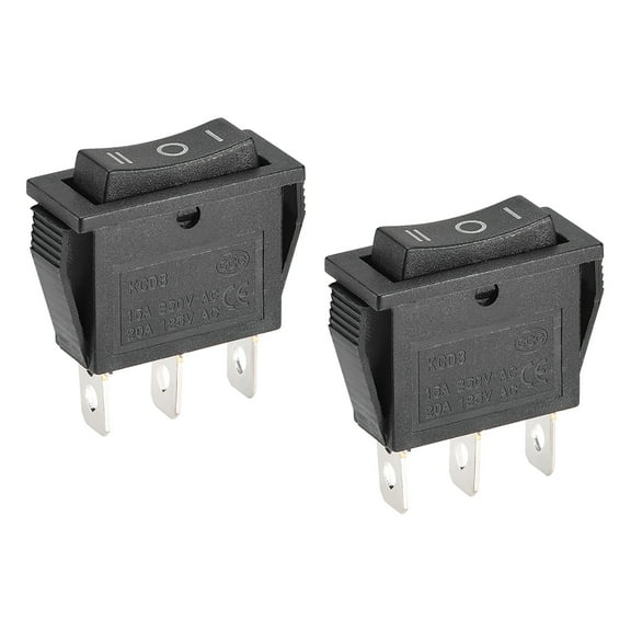 Boat Rocker Switch Black Toggle Switch for Boat Car Marine 3 pins ON/OFF/ON AC 250V/16A 125V/20A, 2pcs