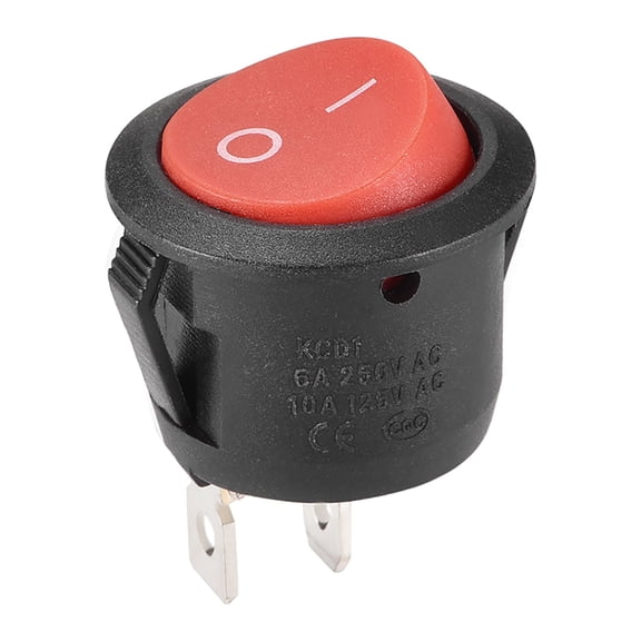 Boat Rocker Switch Round Toggle Switch Red for Boat Car Marine 2pins ON/OFF AC 250V/6A 125V/10A, 1pcs