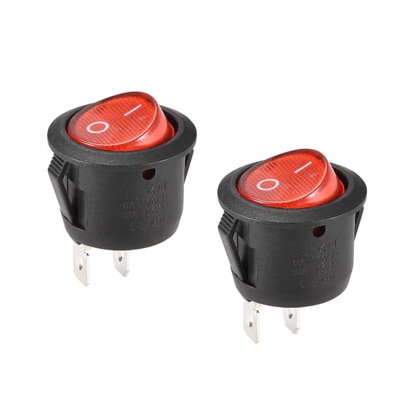 Boat Rocker Switch Round Toggle Switch Red for Boat Car Marine ON/OFF AC 250V/6A 125V/10A, 2pcs