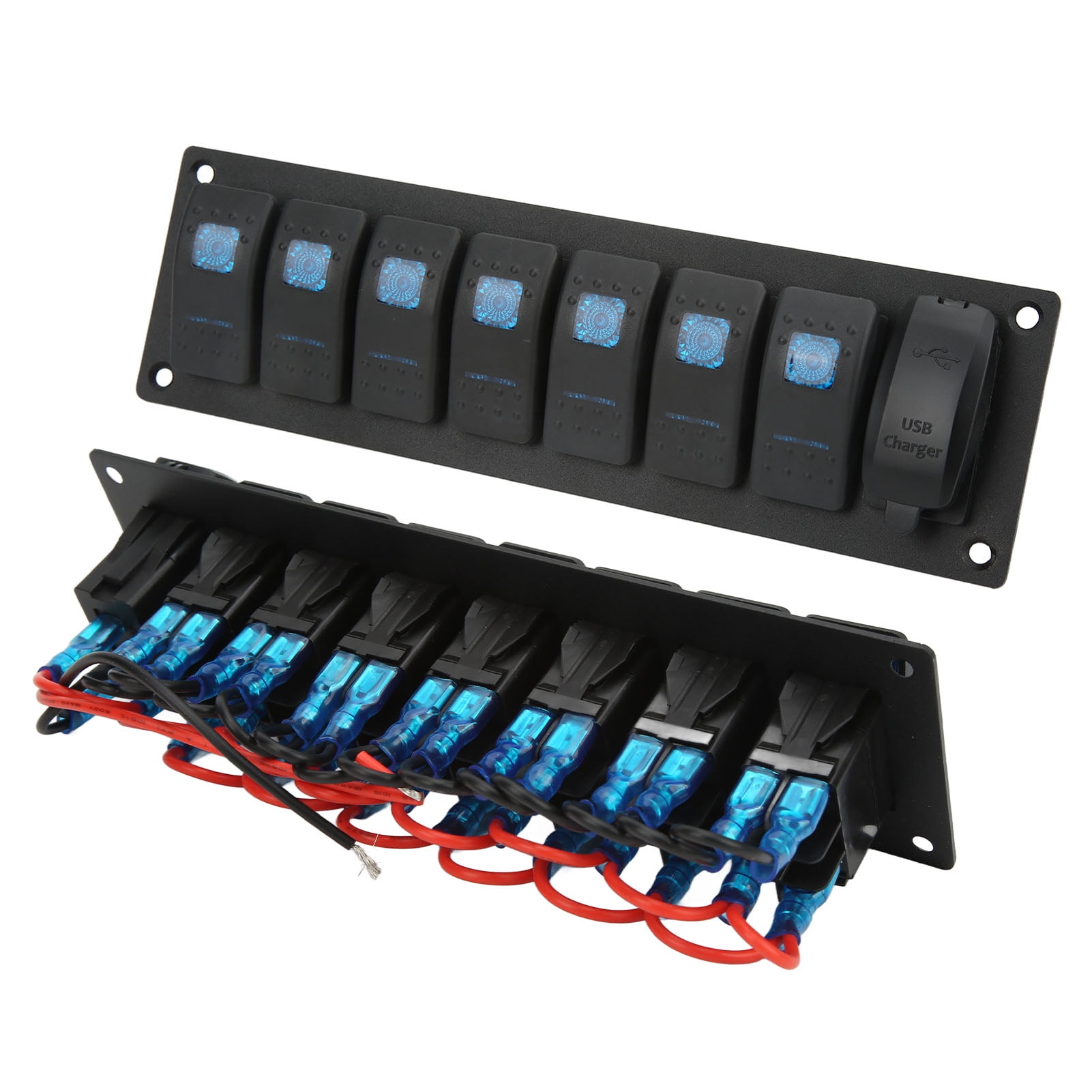 Boat Rocker Switches, Led Light On Off Rocker Switch, 7 Gang Rocker