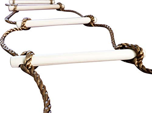Boat Rope Ladder 6 Feet (2m) with Spring Hooks - Marine Ladder Wooden ...