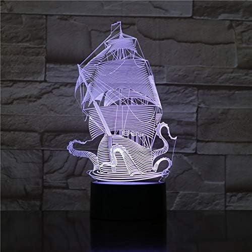 Boat Sailing Night Light Toys Lamp for Kids, RGB USB Powered, 3D Optical Illusion Lamp Decorations for Home, Led Illusion Lamps Gifts Decor, Sailboat Party Decorations Birthday Gifts for Kids