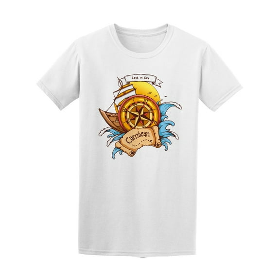 Boat Sailing With Compass  T-Shirt Men -Image by Shutterstock, Male Large