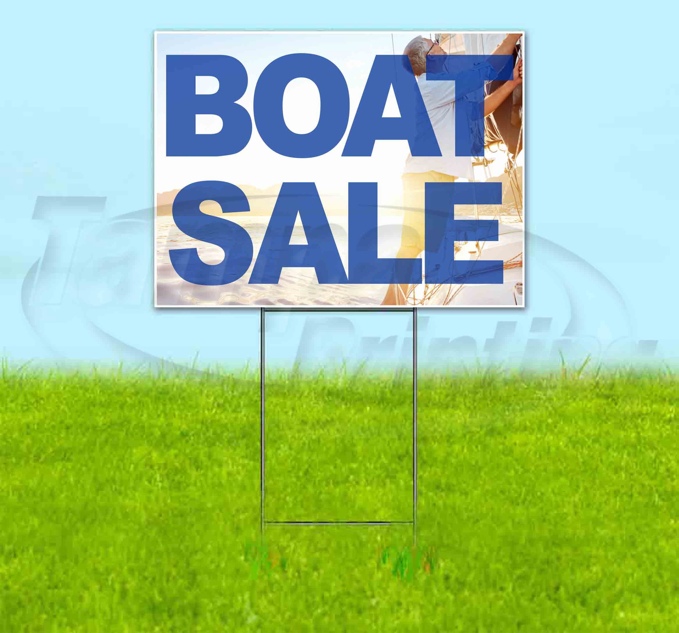 Boat Sale (18" x 24") Yard Sign, Includes Metal Step Stake