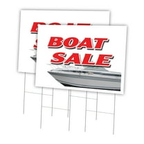 Boat Sale 2 Pack Of 24" x 36" Yard Sign & Stake | Advertise Your Business | Stake Included Image On Front Only | Made in The USA