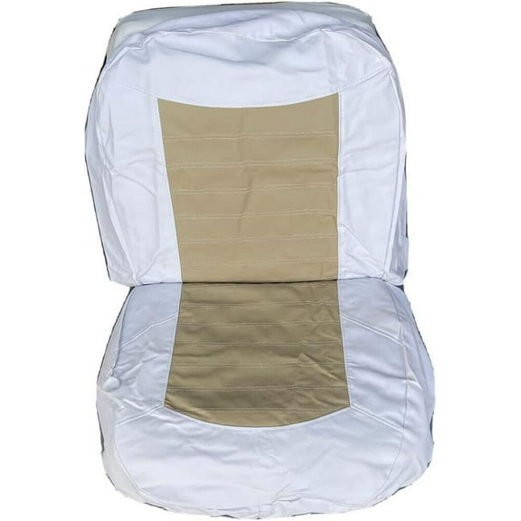 Boat Seat Cover Skin Replacements: White & Beige Vinyl Upholstery for Marine Back-to-Back Lounge Bench Seats