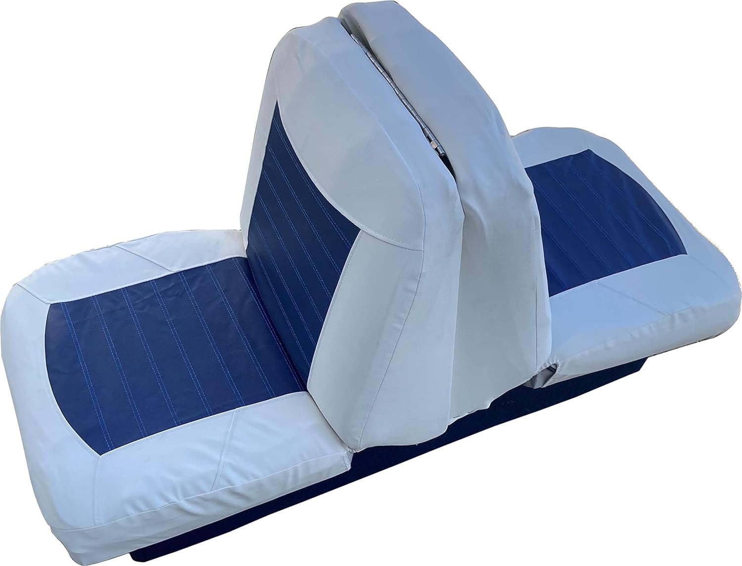 Boat Seat Cover Skin Replacements White & Blue Vinyl Upholstery for