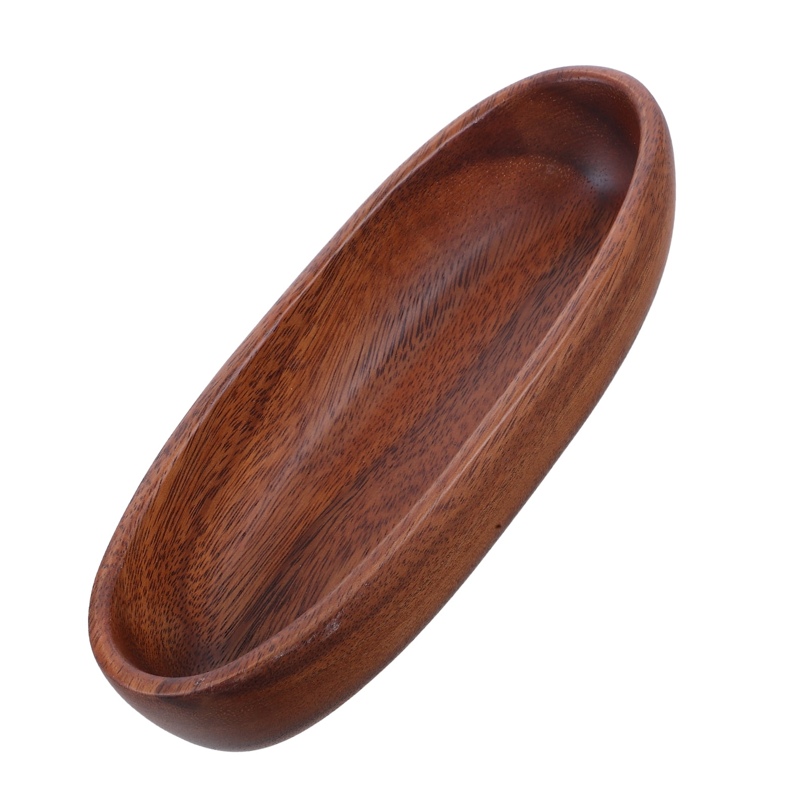 Wooden Salad Bowl Boat Shaped Serving Fruits Tray Wood Dessert