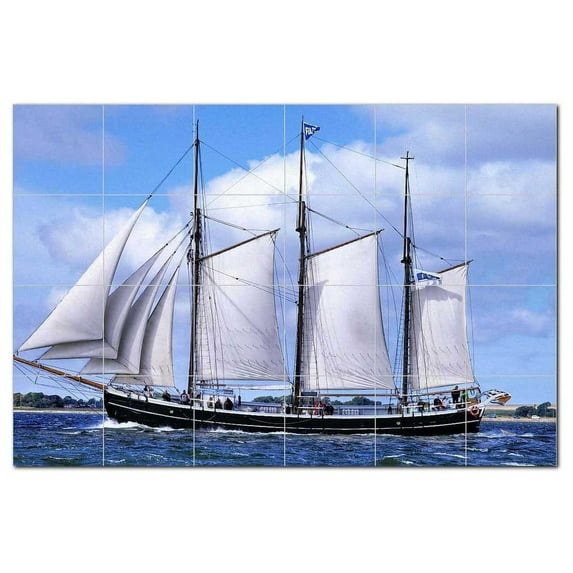 Boat Ship Ceramic Tile Mural Kitchen Backsplash Bathroom Shower, 400118-L64