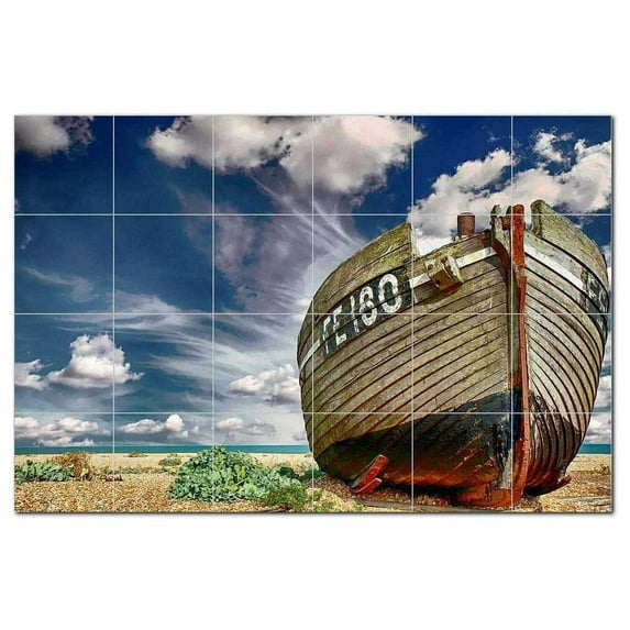 Boat Ship Ceramic Tile Mural Kitchen Backsplash Bathroom Shower, 400131-XL64