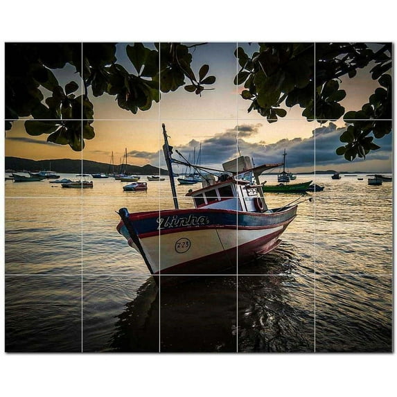 Boat Ship Ceramic Tile Mural Kitchen Backsplash Bathroom Shower, 400141-XL54